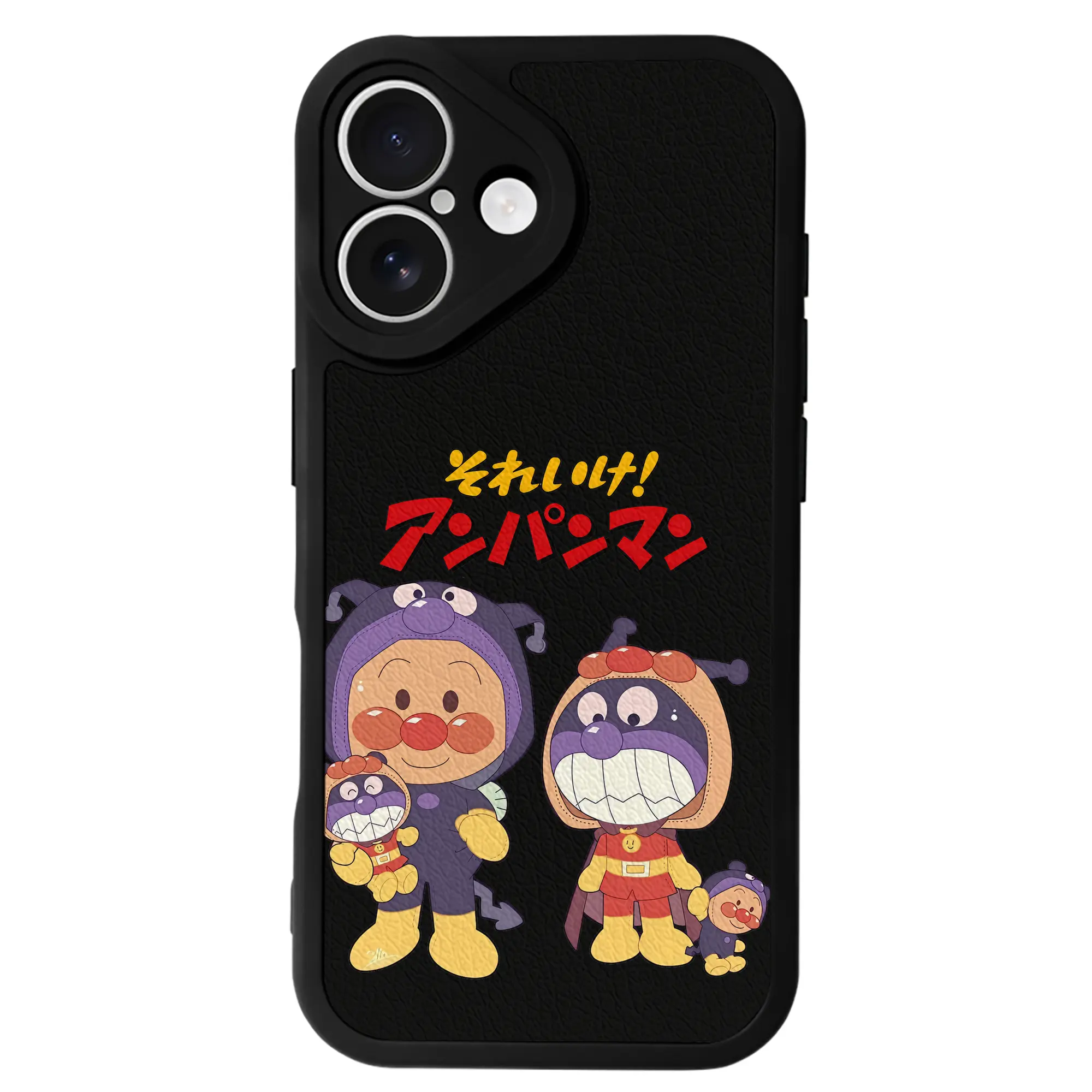 アンパンマン グッズ,ばいきんまん - IPhone 16シリーズ対応 ・ シリコンスマホケース ・ レザー調 ・ 高精度フィット ・ 耐衝撃 ・ ワイヤレス充電対応 ・ 精密カット